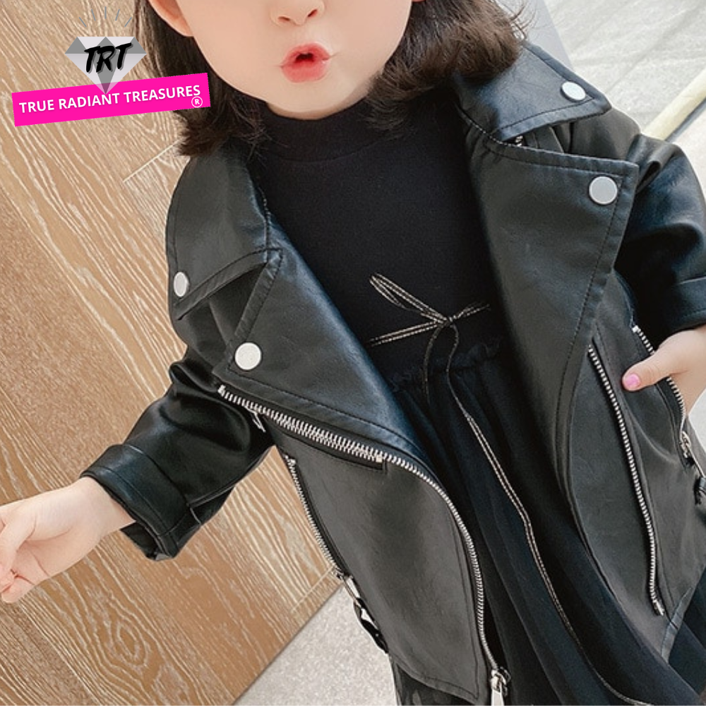 Baby girl faux clearance leather jacket