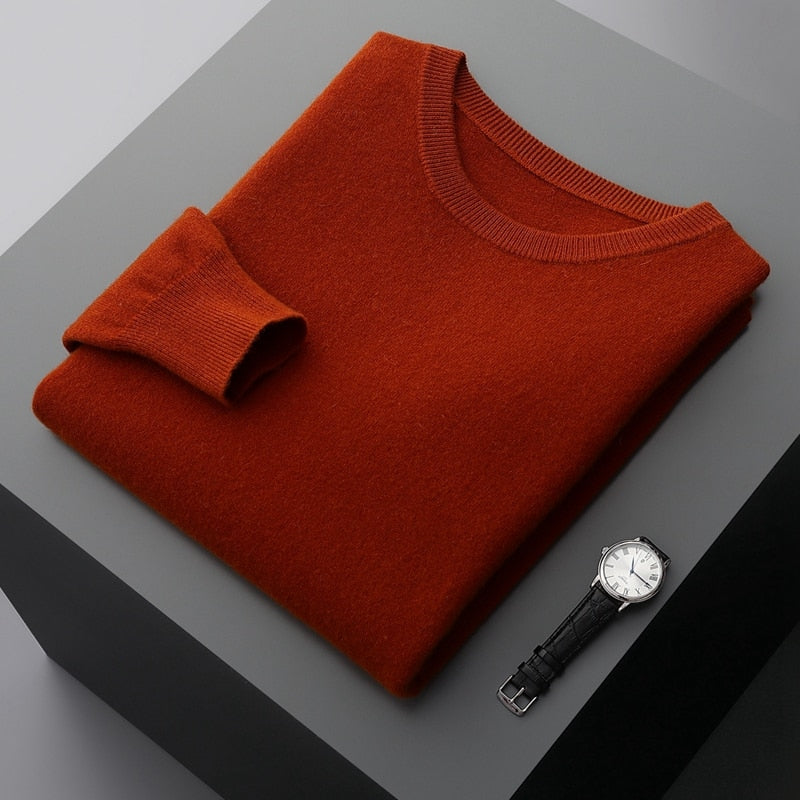 Men's Warm Casual Knitted Pullover Sweater - Premium standard wool, thick winter sweater with classic design, full sleeves, and versatile solid pattern. Ideal for men. Check sizing info. Stay cozy and stylish!