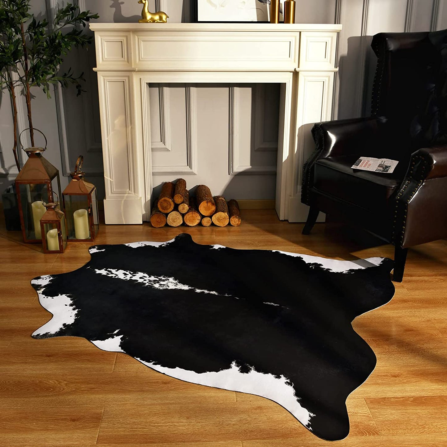 American Style Faux Fur Carpet - Irregular shape, animal pattern, anti-slip feature. Crafted from 100% polyester. Perfect for home and hotel decor.