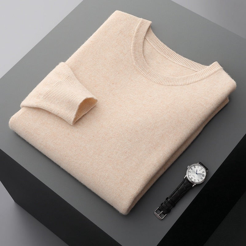 Men's Warm Casual Knitted Pullover Sweater - Premium standard wool, thick winter sweater with classic design, full sleeves, and versatile solid pattern. Ideal for men. Check sizing info. Stay cozy and stylish!