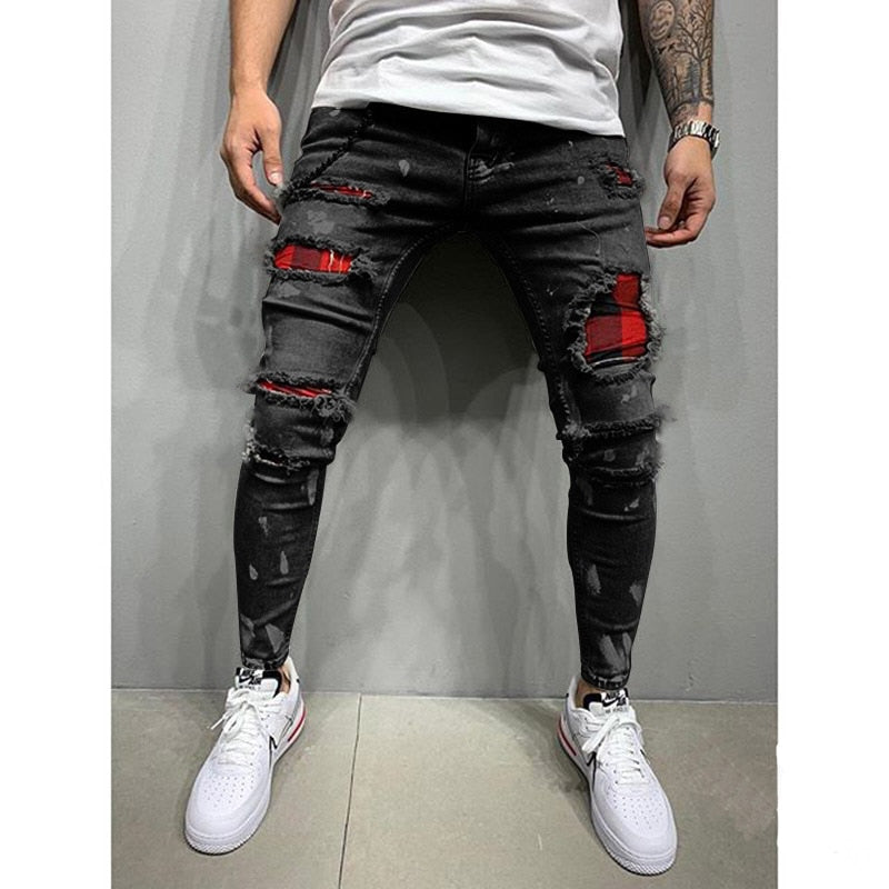 Men's Fashion Street Style Ripped Skinny Jeans