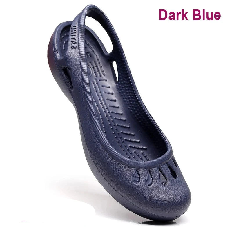 Women's Lightweight Anti-Slip Clog Sandals - Flat Heel, Lace-Up, EVA Material, Casual Jelly Shoes, Various Colors and Sizes