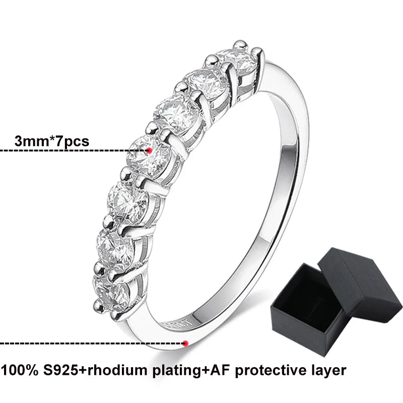 Gemstone Stackable Ring - Round brilliant-cut Moissanite stone set in 925 sterling silver. Perfect for engagements or everyday wear.