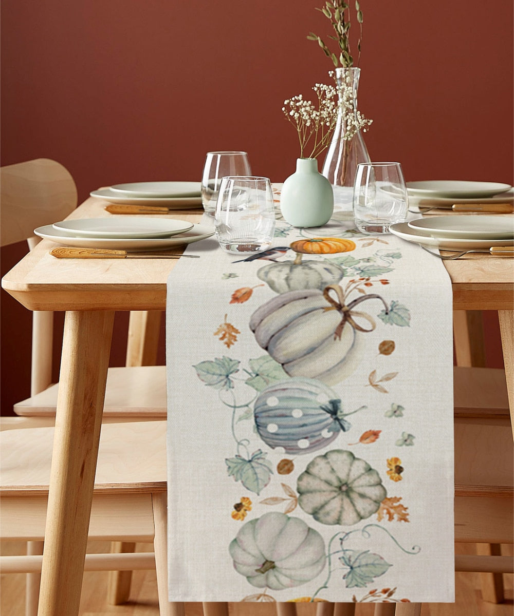 Autumn Pumpkin Maple Dining Table Cloth