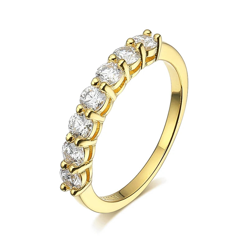 Gemstone Stackable Ring - Round brilliant-cut Moissanite stone set in 925 sterling silver. Perfect for engagements or everyday wear.