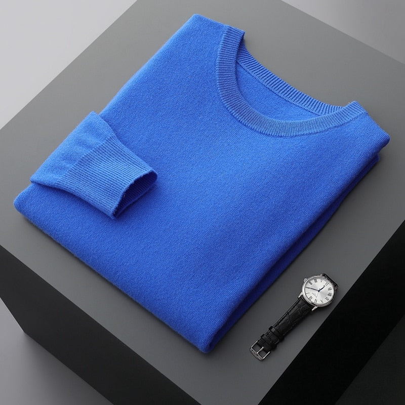 Men's Warm Casual Knitted Pullover Sweater - Premium standard wool, thick winter sweater with classic design, full sleeves, and versatile solid pattern. Ideal for men. Check sizing info. Stay cozy and stylish!