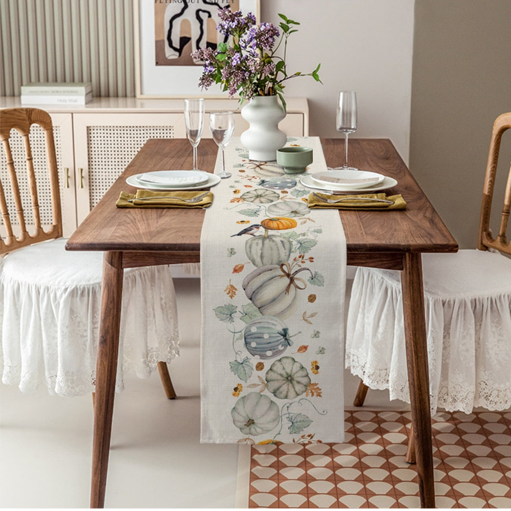 Autumn Pumpkin Maple Dining Table Cloth