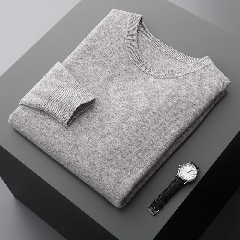 Men's Warm Casual Knitted Pullover Sweater - Premium standard wool, thick winter sweater with classic design, full sleeves, and versatile solid pattern. Ideal for men. Check sizing info. Stay cozy and stylish!