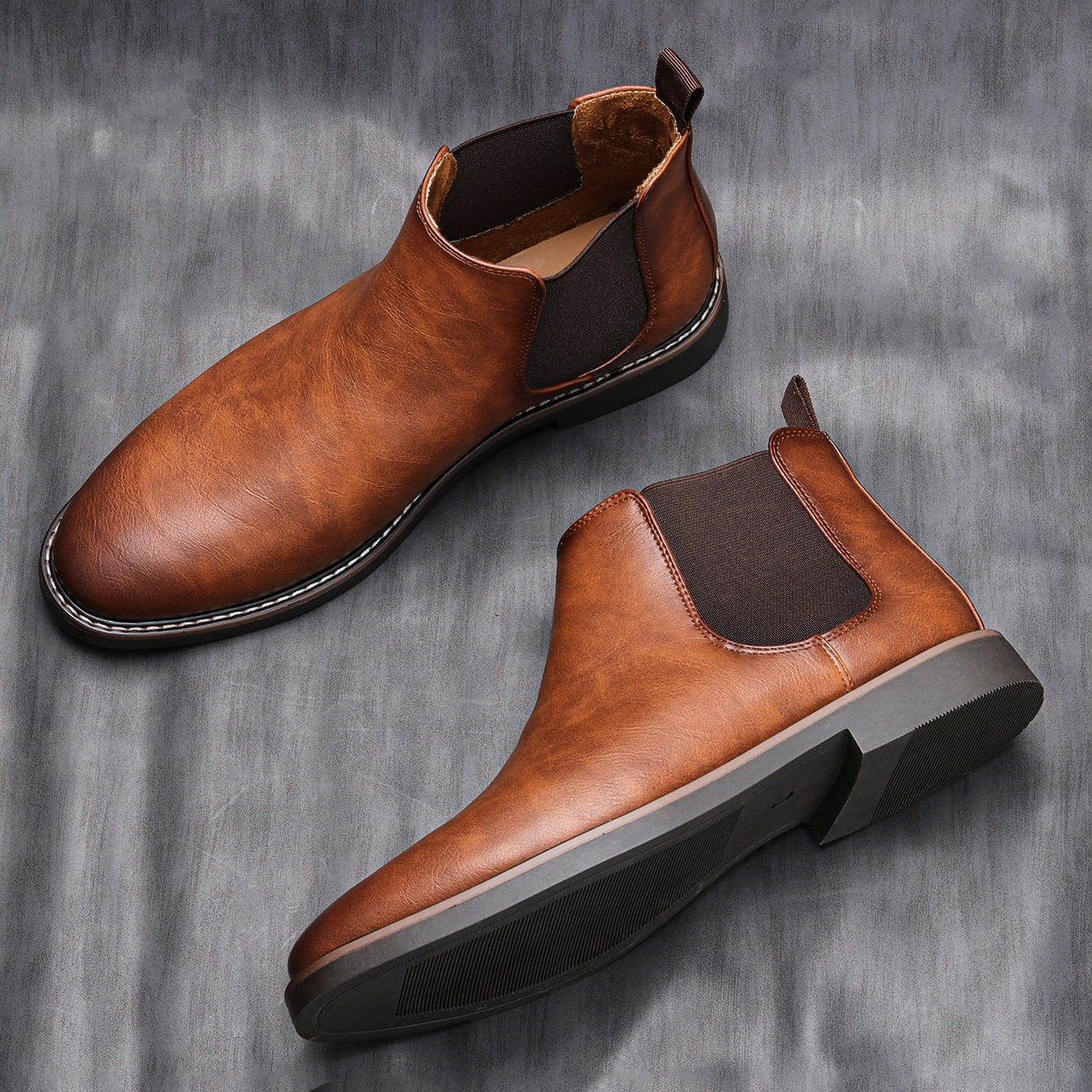 Men's Comfortable Retro Boots - Timeless Style and Comfort - British Charm with Modern Twist - Spring and Autumn Footwear - Square Toe and Solid Pattern - All-day Comfort and Stability - Elevate Your Collection!