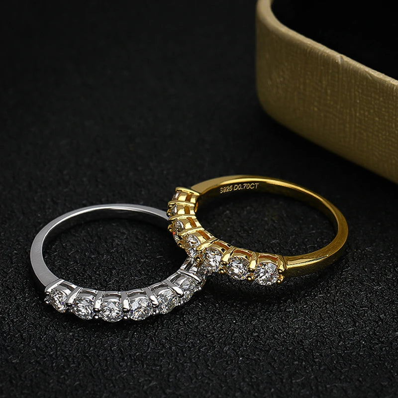 Gemstone Stackable Ring - Round brilliant-cut Moissanite stone set in 925 sterling silver. Perfect for engagements or everyday wear.