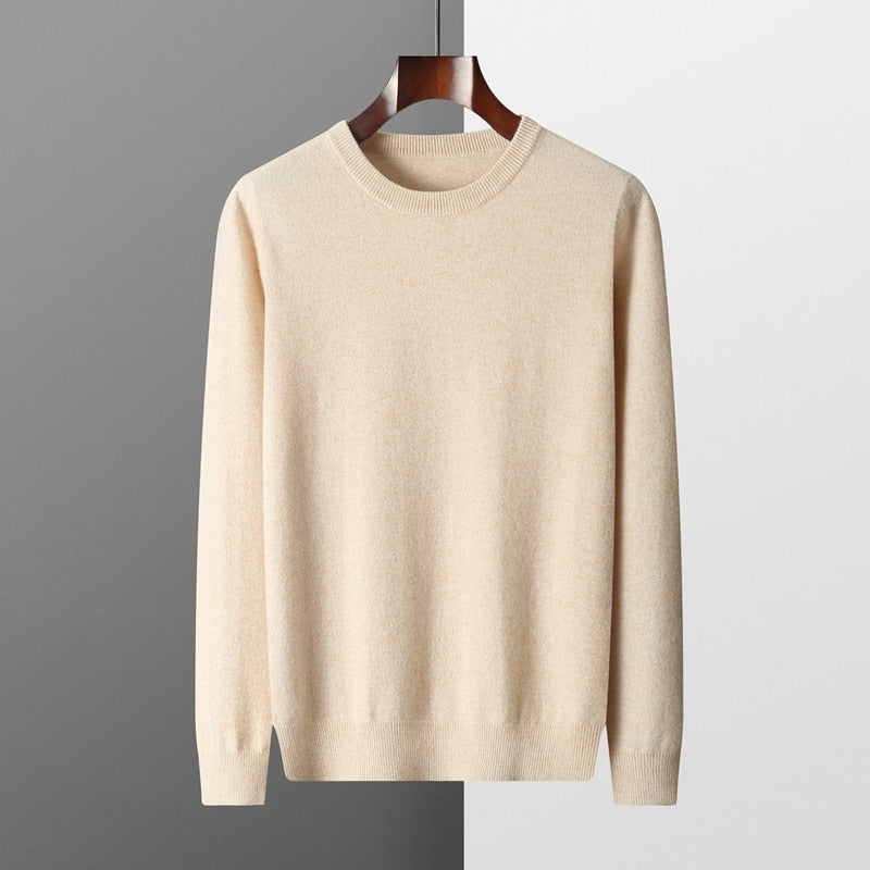 Men's Warm Casual Knitted Pullover Sweater - Premium standard wool, thick winter sweater with classic design, full sleeves, and versatile solid pattern. Ideal for men. Check sizing info. Stay cozy and stylish!
