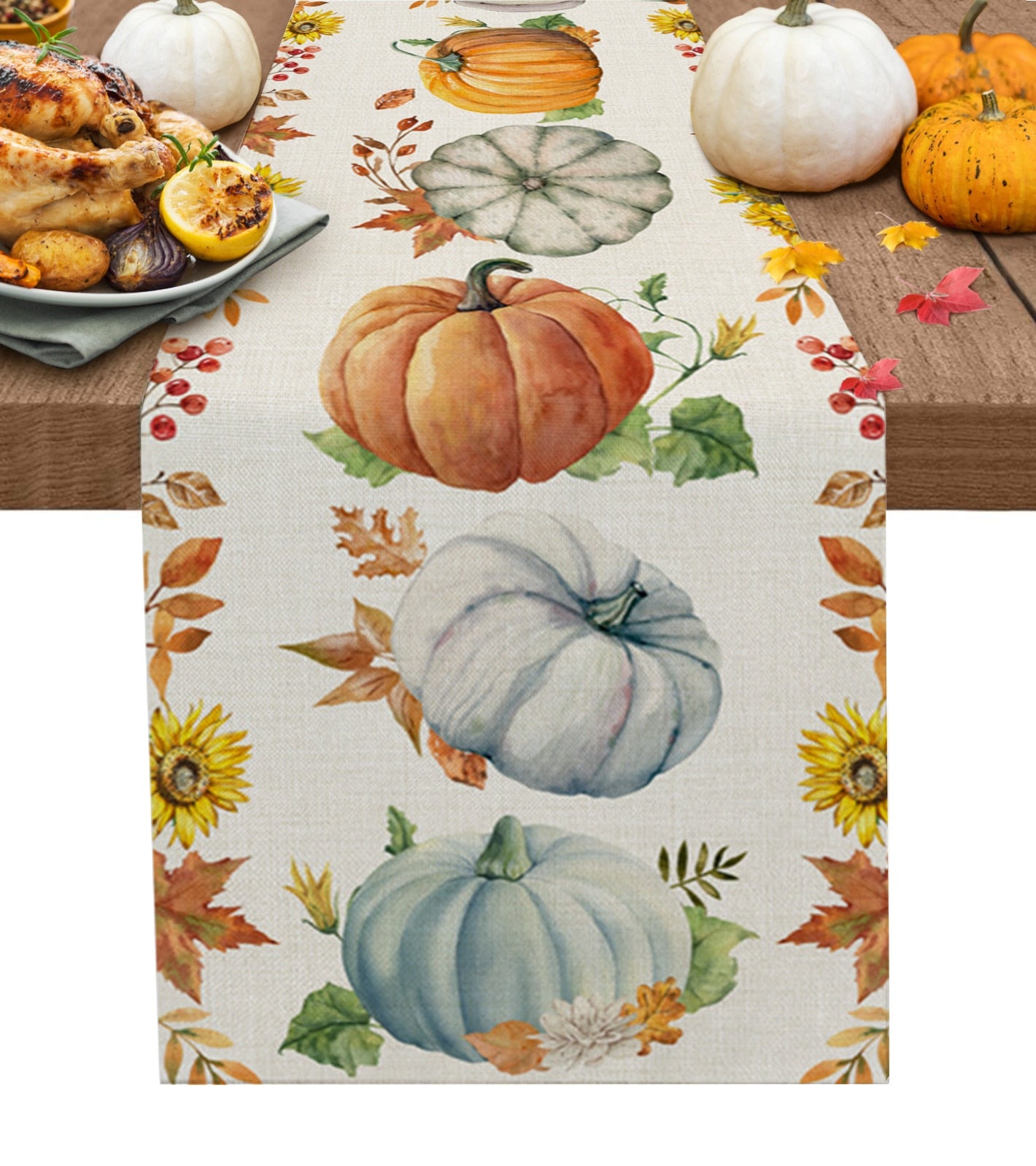 Autumn Pumpkin Maple Dining Table Cloth