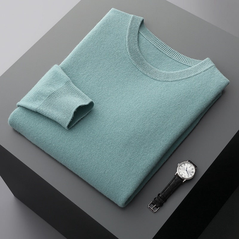 Men's Warm Casual Knitted Pullover Sweater - Premium standard wool, thick winter sweater with classic design, full sleeves, and versatile solid pattern. Ideal for men. Check sizing info. Stay cozy and stylish!