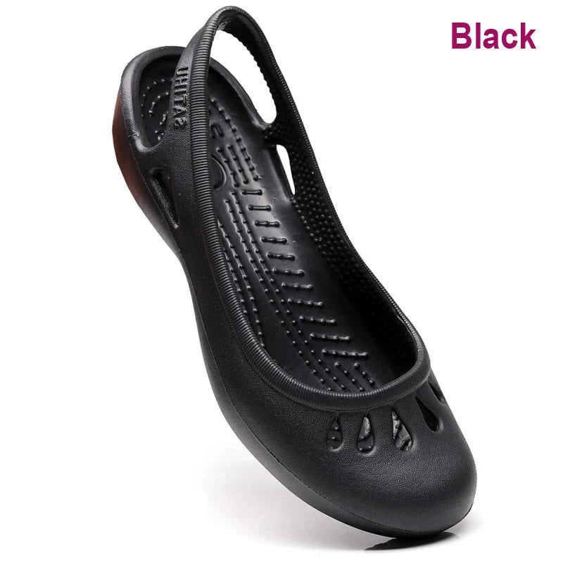 Women's Lightweight Anti-Slip Clog Sandals - Flat Heel, Lace-Up, EVA Material, Casual Jelly Shoes, Various Colors and Sizes