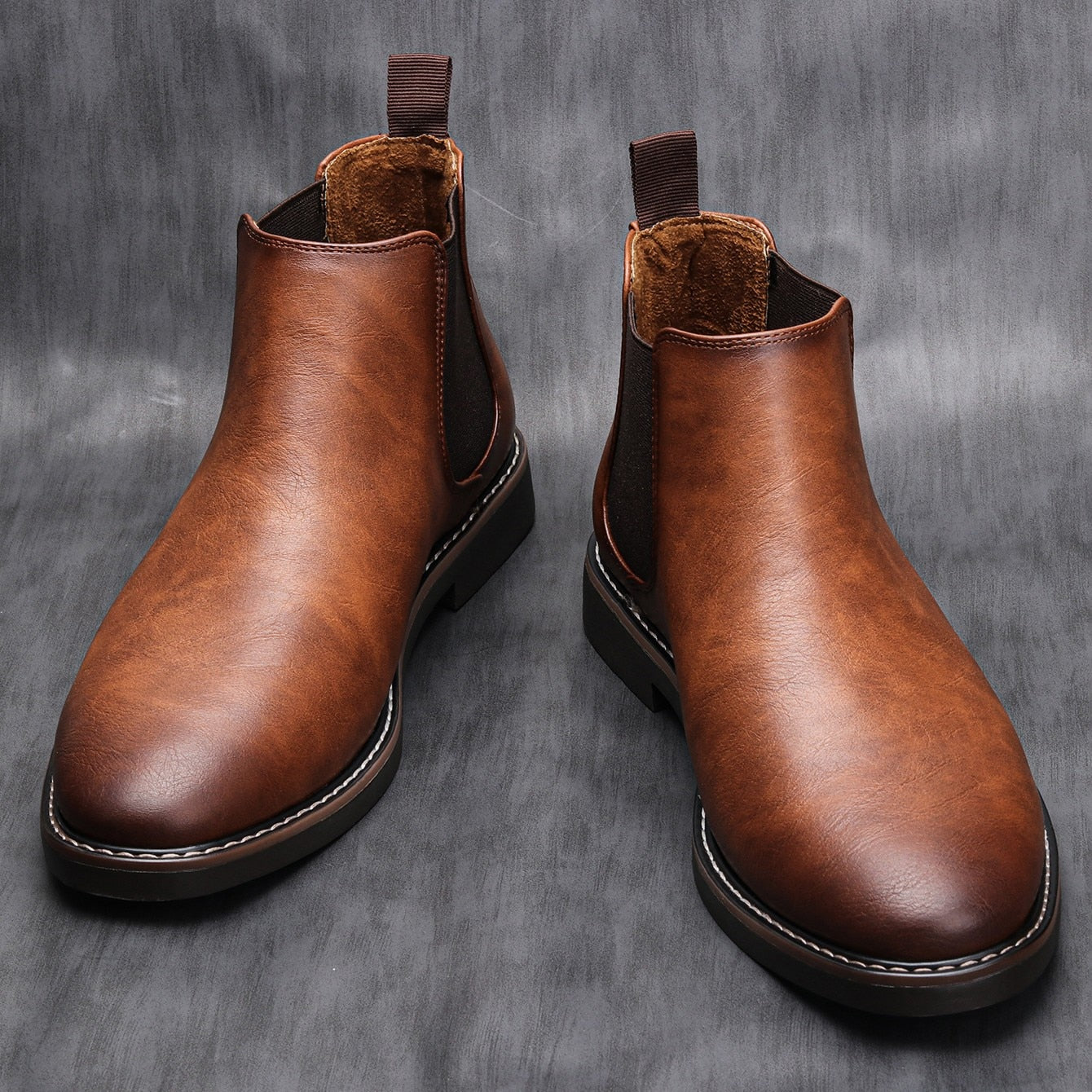 Men's Comfortable Retro Boots - Timeless Style and Comfort - British Charm with Modern Twist - Spring and Autumn Footwear - Square Toe and Solid Pattern - All-day Comfort and Stability - Elevate Your Collection!