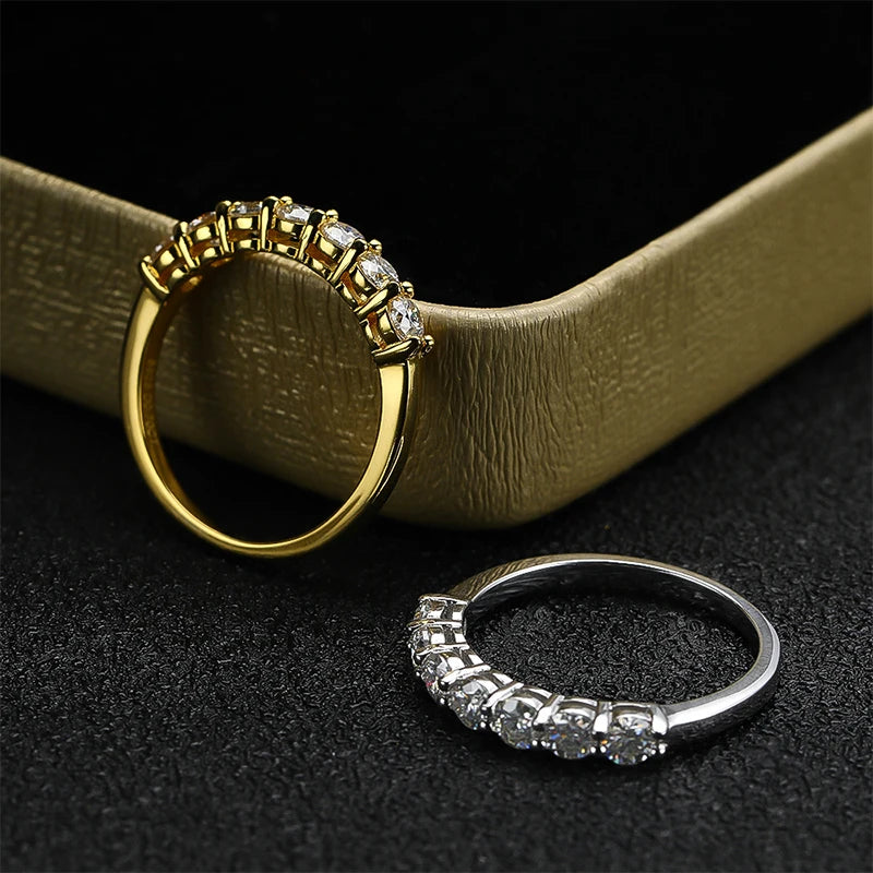 Gemstone Stackable Ring - Round brilliant-cut Moissanite stone set in 925 sterling silver. Perfect for engagements or everyday wear.