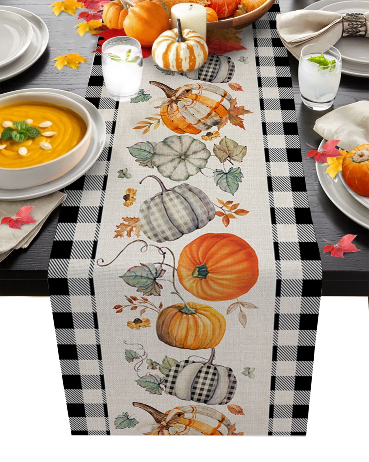 Autumn Pumpkin Maple Dining Table Cloth