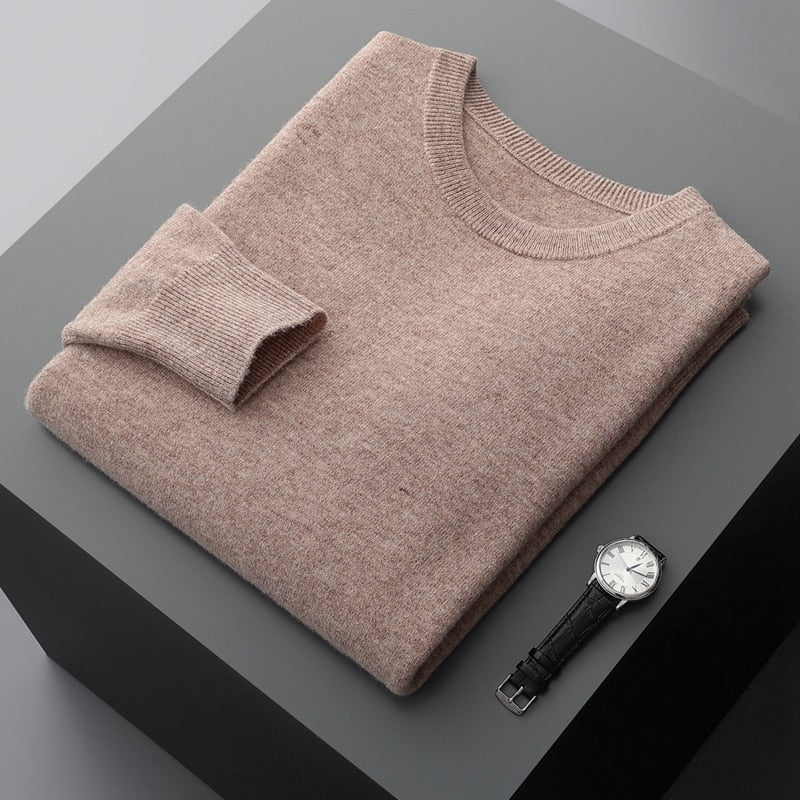 Men's Warm Casual Knitted Pullover Sweater - Premium standard wool, thick winter sweater with classic design, full sleeves, and versatile solid pattern. Ideal for men. Check sizing info. Stay cozy and stylish!