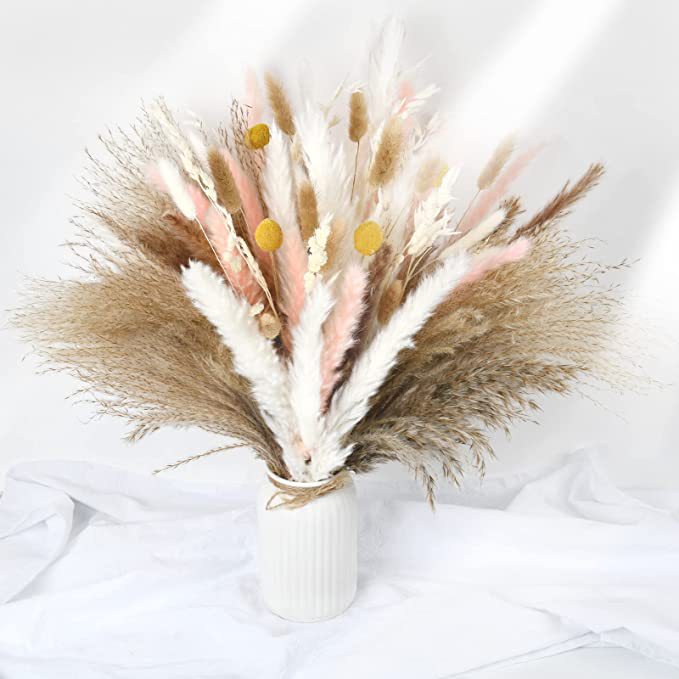 Natural Dried Pampas Bouquet - Autumn home decoration with dried flowers. Ideal for weddings, parties, and more.