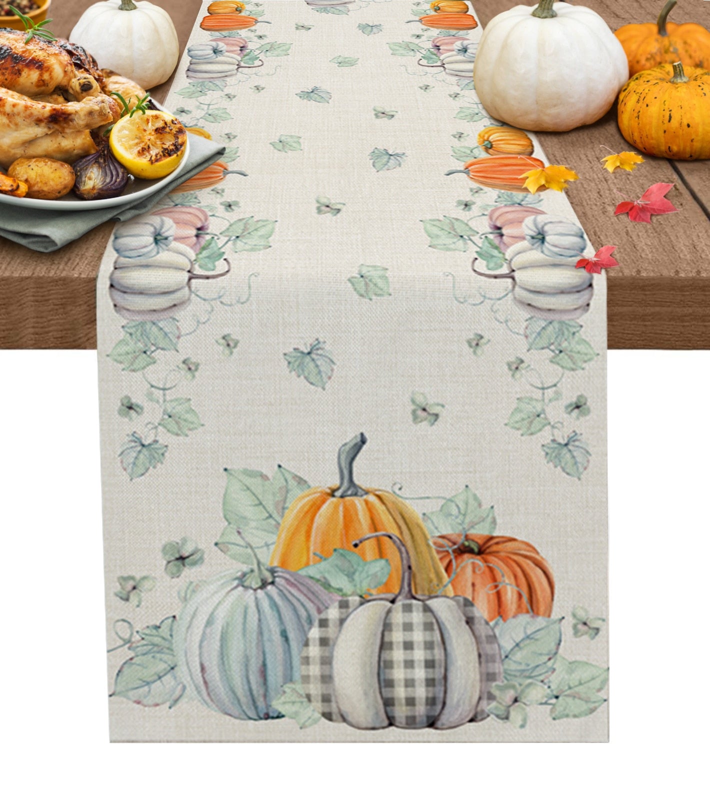 Autumn Pumpkin Maple Dining Table Cloth