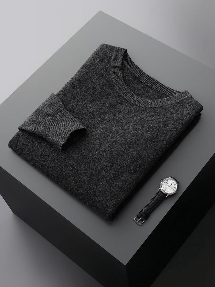 Men's Warm Casual Knitted Pullover Sweater - Premium standard wool, thick winter sweater with classic design, full sleeves, and versatile solid pattern. Ideal for men. Check sizing info. Stay cozy and stylish!