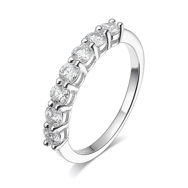 Gemstone Stackable Ring - Round brilliant-cut Moissanite stone set in 925 sterling silver. Perfect for engagements or everyday wear.