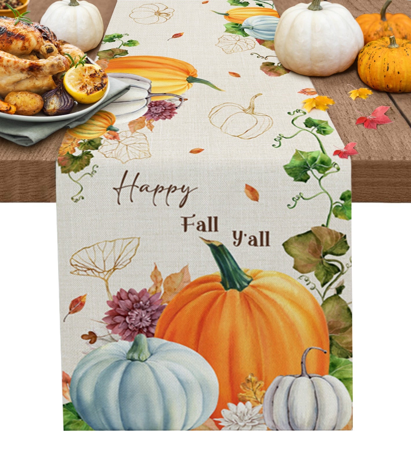 Autumn Pumpkin Maple Dining Table Cloth