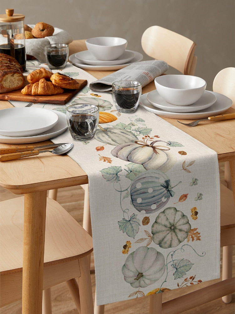Autumn Pumpkin Maple Dining Table Cloth