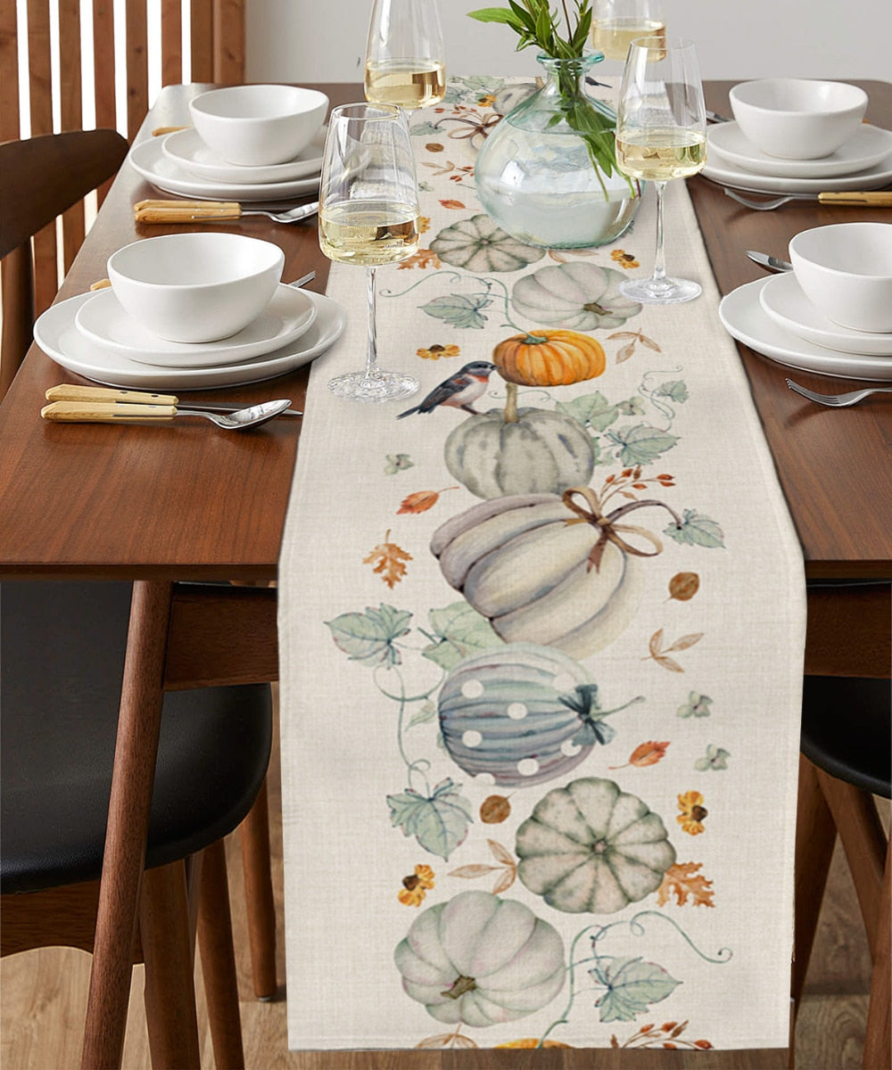 Autumn Pumpkin Maple Dining Table Cloth
