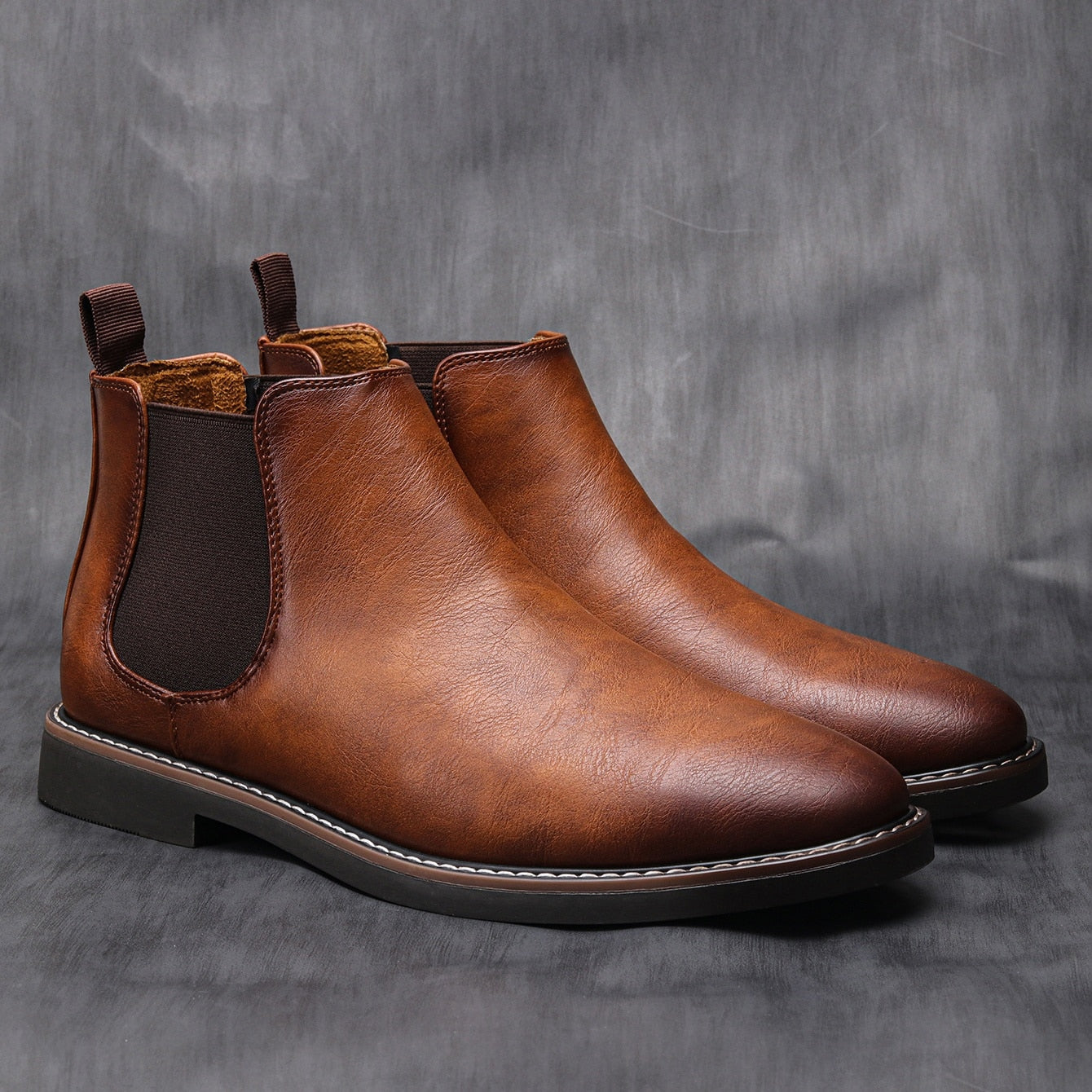 Men's Comfortable Retro Boots - Timeless Style and Comfort - British Charm with Modern Twist - Spring and Autumn Footwear - Square Toe and Solid Pattern - All-day Comfort and Stability - Elevate Your Collection!