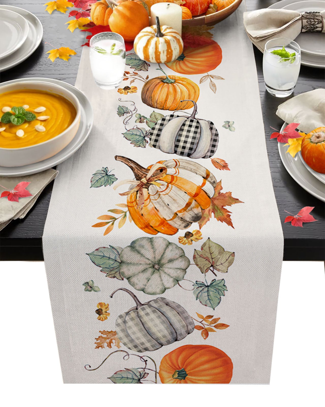 Autumn Pumpkin Maple Dining Table Cloth
