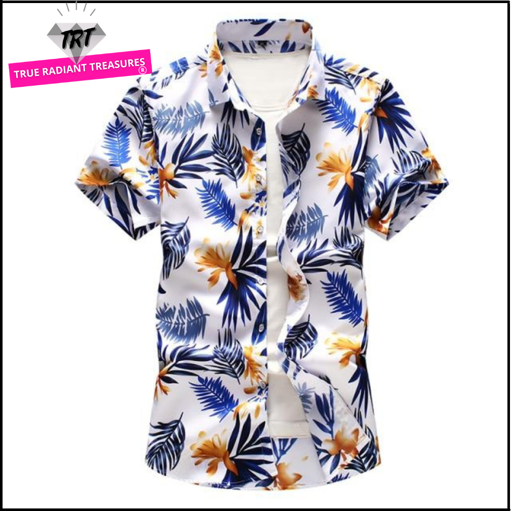 Men's Summer Hawaiian Shirt, polyester fabric, various colors and sizes, perfect summer gift for men.