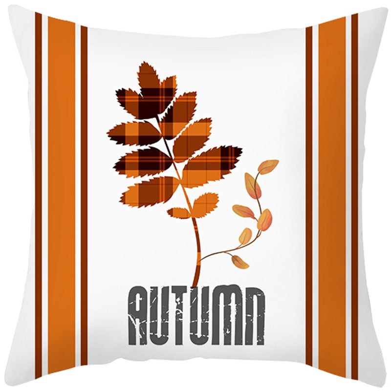Autumn Pillow Cover featuring a fall-themed design, adding a touch of warmth and charm to your sofa, made from durable polyester.