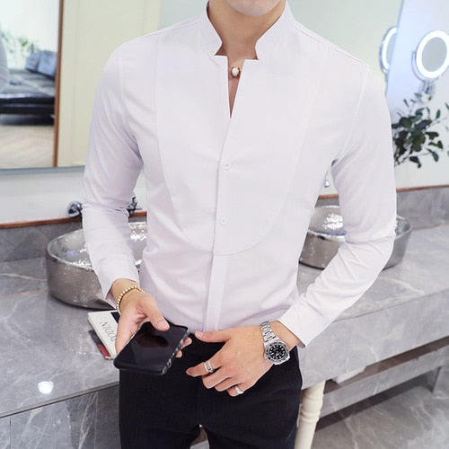 Long Sleeve Shirt - Formal Attire for Any Occasion. Made from Cotton. Turn-Down Collar and Single-Breasted Closure. Available in Different Colors and Sizes.