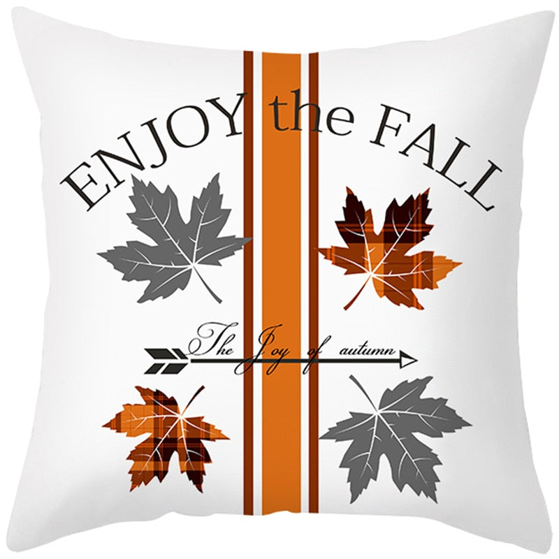 Autumn Pillow Cover featuring a fall-themed design, adding a touch of warmth and charm to your sofa, made from durable polyester.