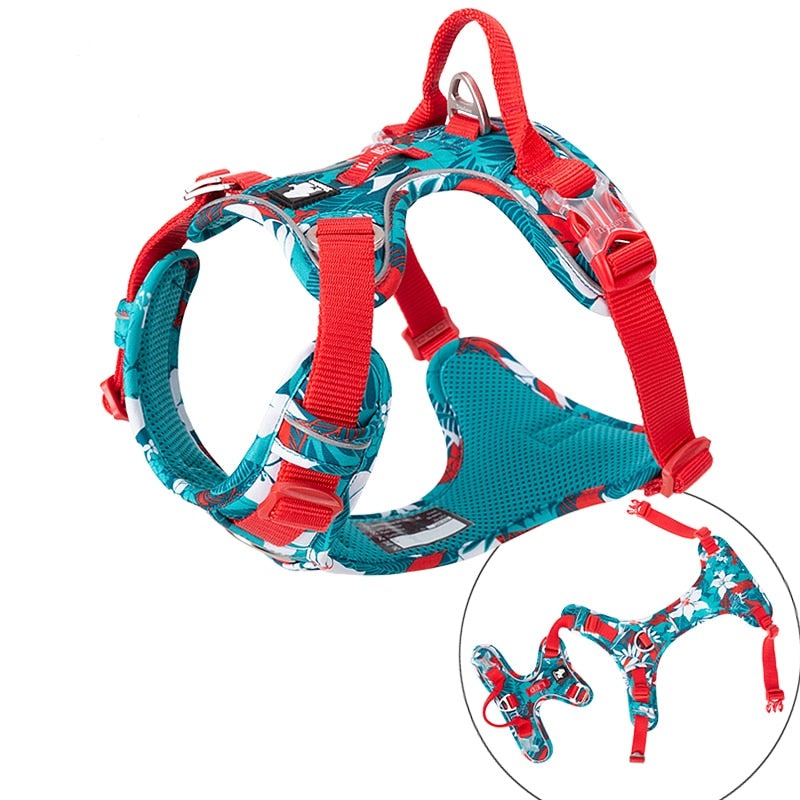 Image of Explosion-proof Dog Harness - Comfortable and lightweight harness with reflective materials. Breathable air mesh and soft inner layer for your dog's comfort. Easy to put on and take off with aviation aluminum fittings. Ideal for walks or hikes, day or night.