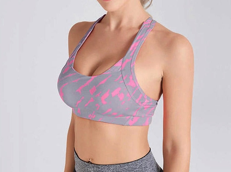 Cross Straps Push Up Sports Bra - Bamboo Fiber and Cotton for Comfort and Durability, Crossed Back Straps for Stylish Support
