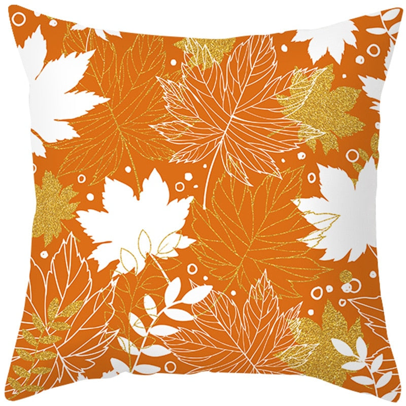 Autumn Pillow Cover featuring a fall-themed design, adding a touch of warmth and charm to your sofa, made from durable polyester.