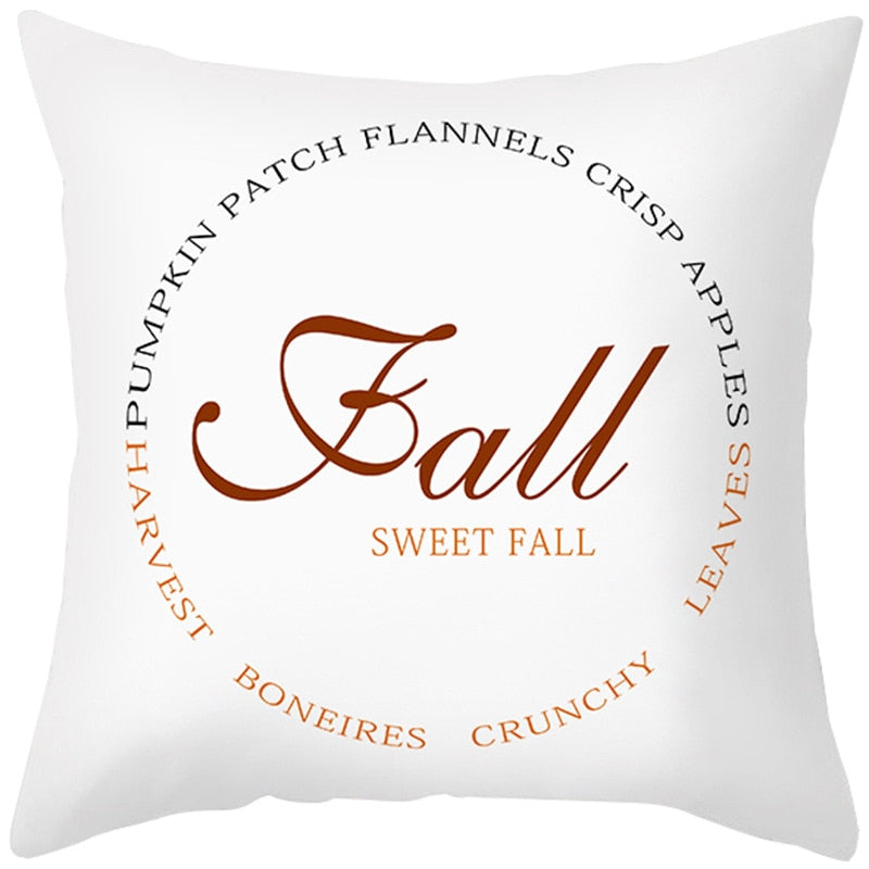 Autumn Pillow Cover featuring a fall-themed design, adding a touch of warmth and charm to your sofa, made from durable polyester.