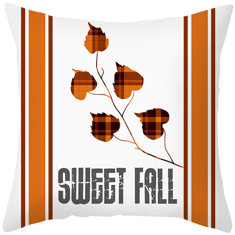 Autumn Pillow Cover featuring a fall-themed design, adding a touch of warmth and charm to your sofa, made from durable polyester.
