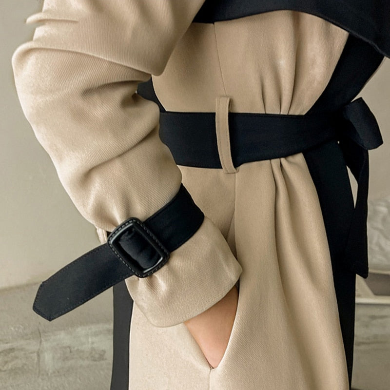Stylish and durable Elegant Long Trench Coat made of cotton and polyester.