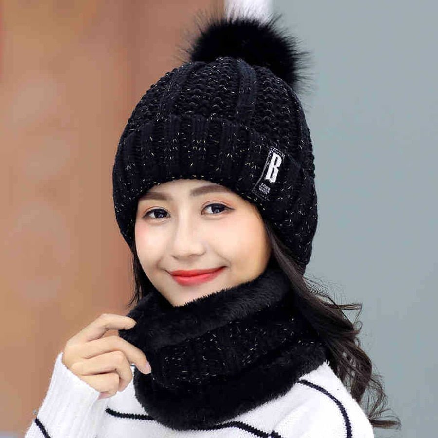 Knitted Scarf Hat Set - polyester material - warm and comfortable - various colors and sizes
