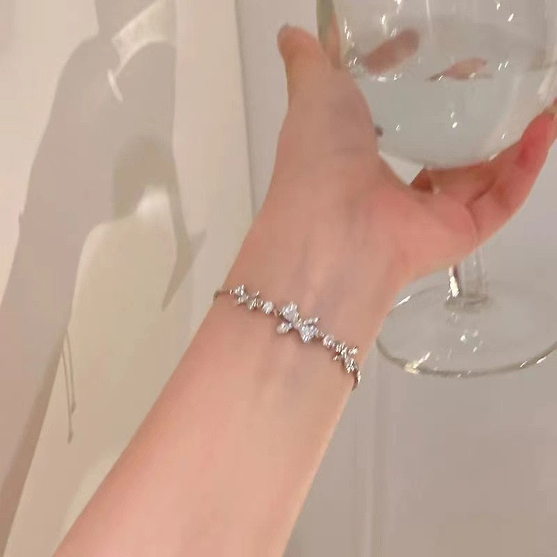 Cute and trendy crystal pearl chain bracelet for girls who love fashion.