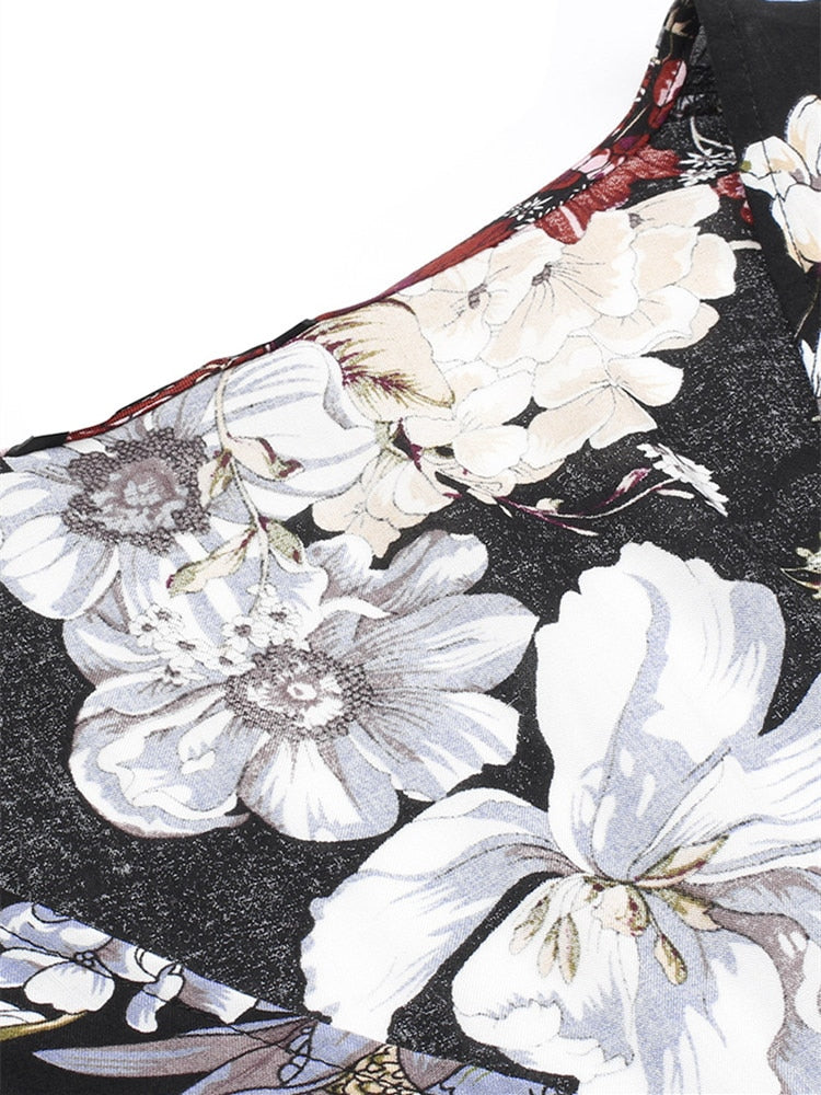 Long floral dress for spring and summer seasons - perfect for any occasion with its vibrant floral print and durable polyester material.