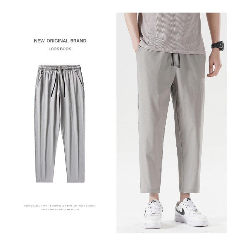 Men's Casual Sports Trousers - Nylon and Spandex Blend for Flexibility and Durability in Various Colors and Sizes