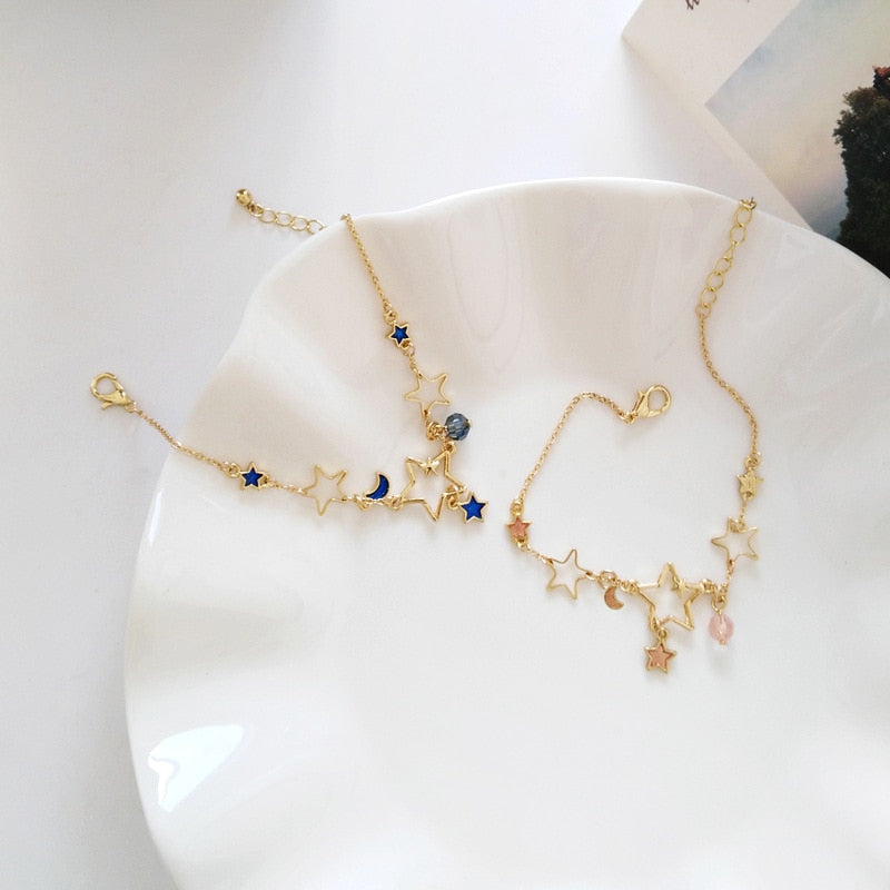 Cute and trendy crystal pearl chain bracelet for girls who love fashion.