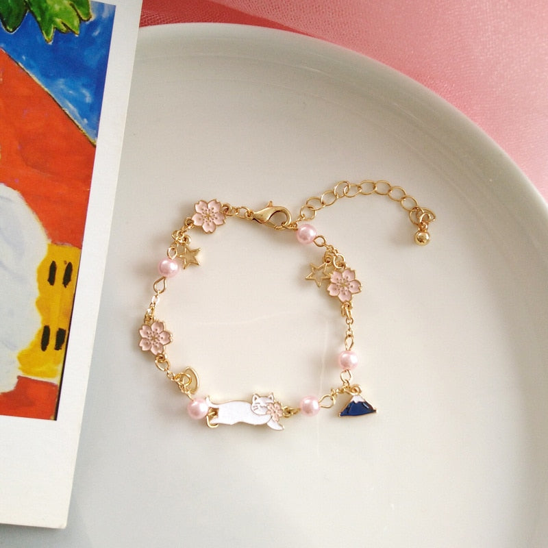 Cute and trendy crystal pearl chain bracelet for girls who love fashion.