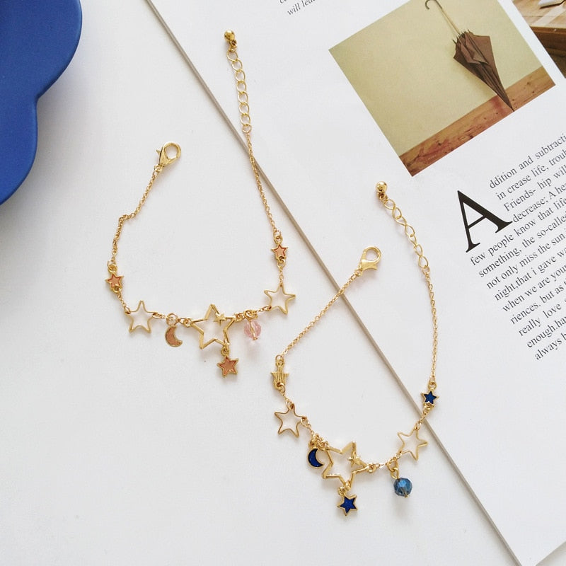 Cute and trendy crystal pearl chain bracelet for girls who love fashion.