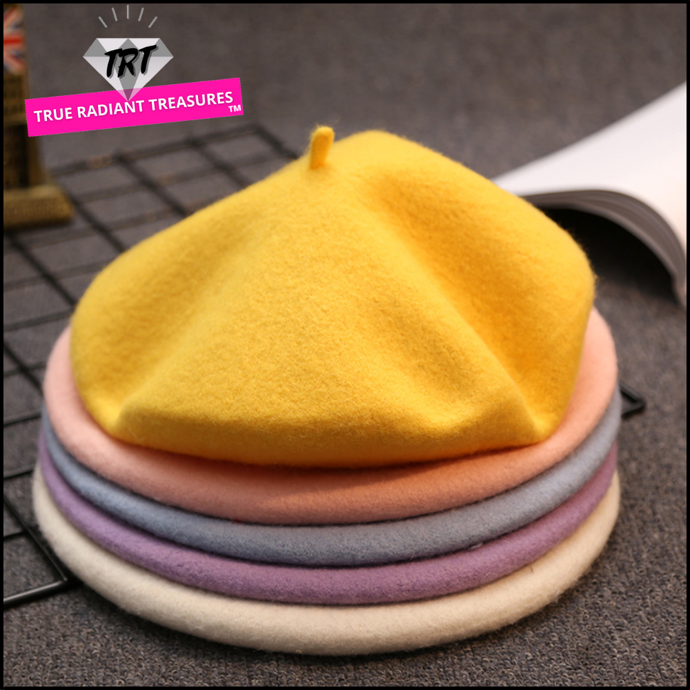 Wool French Beret Beanie made of soft material perfect for the cooler months. Available in multiple colors. Pair it with your off-duty outfits and represent TRT brand. Get yours now!