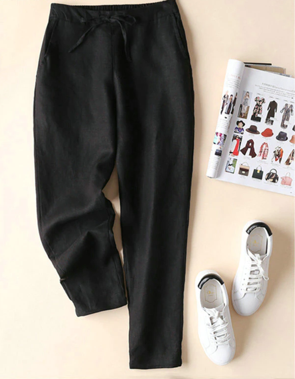 Formal Cotton Linen Trousers - Slim Fit with Flat Front - High-Quality Linen Fabric - Perfect for Casual or Office Look.